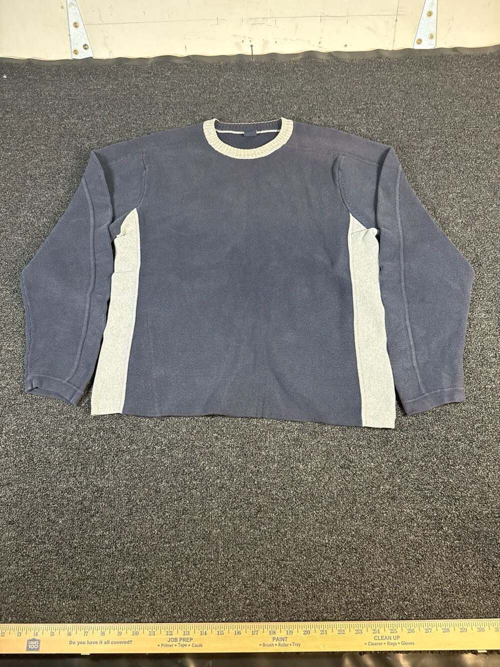 Gap Blue and Grey Colorblock Crew Neck Sweater Size L